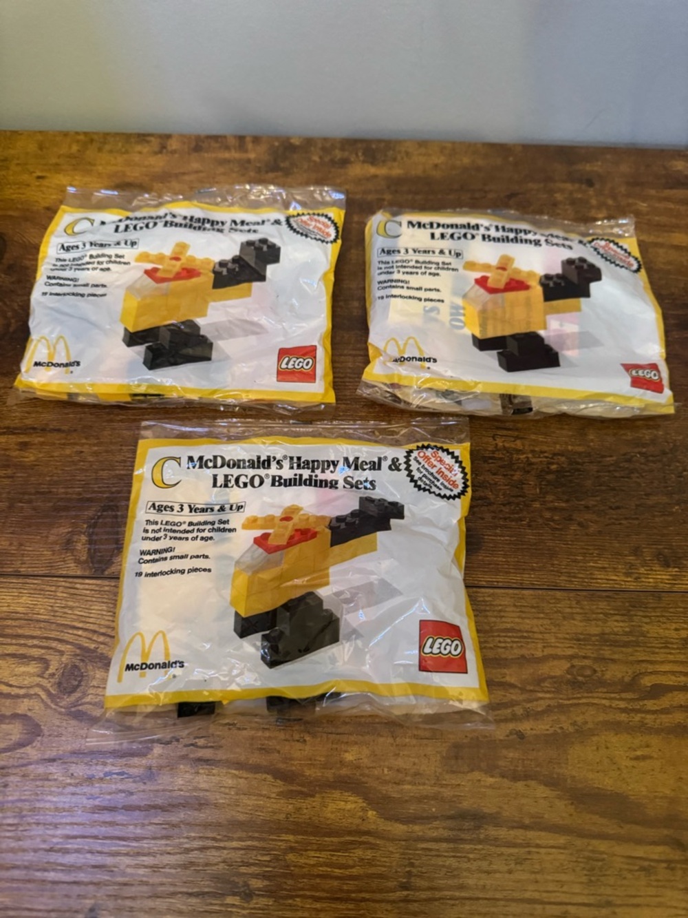 Vintage 1986 LEGO McDonalds Polybag Sealed Lot Of 3 Helicopter Animal 19pc